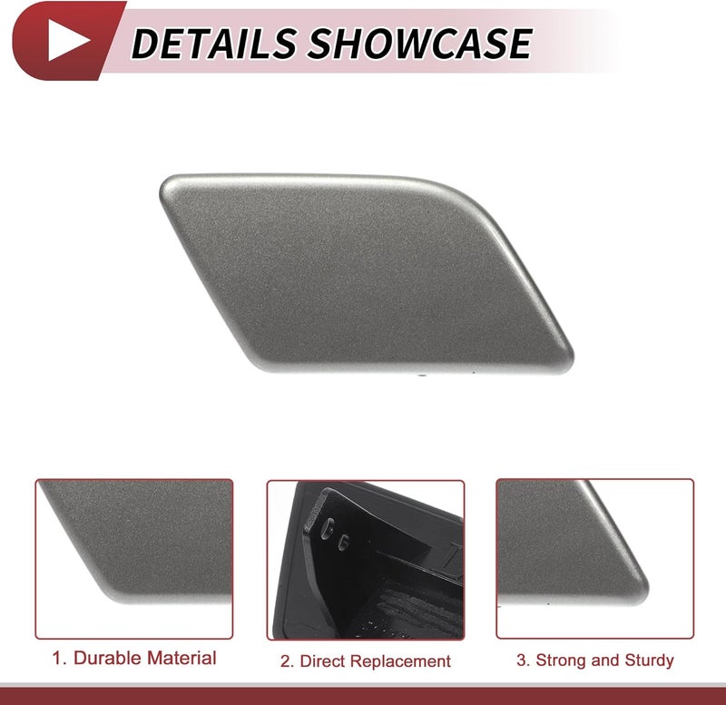 HEROFFIX Front Left Right Side Bumper Headlight Washer Nozzle Cover Cap for BMW X1 2013-2015 Bumper Trim Nozzle Cover No.51117347666 Silver Tone Plastic - Image 4